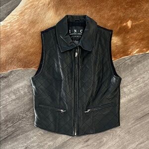 INC International Concepts Black Leather Vest